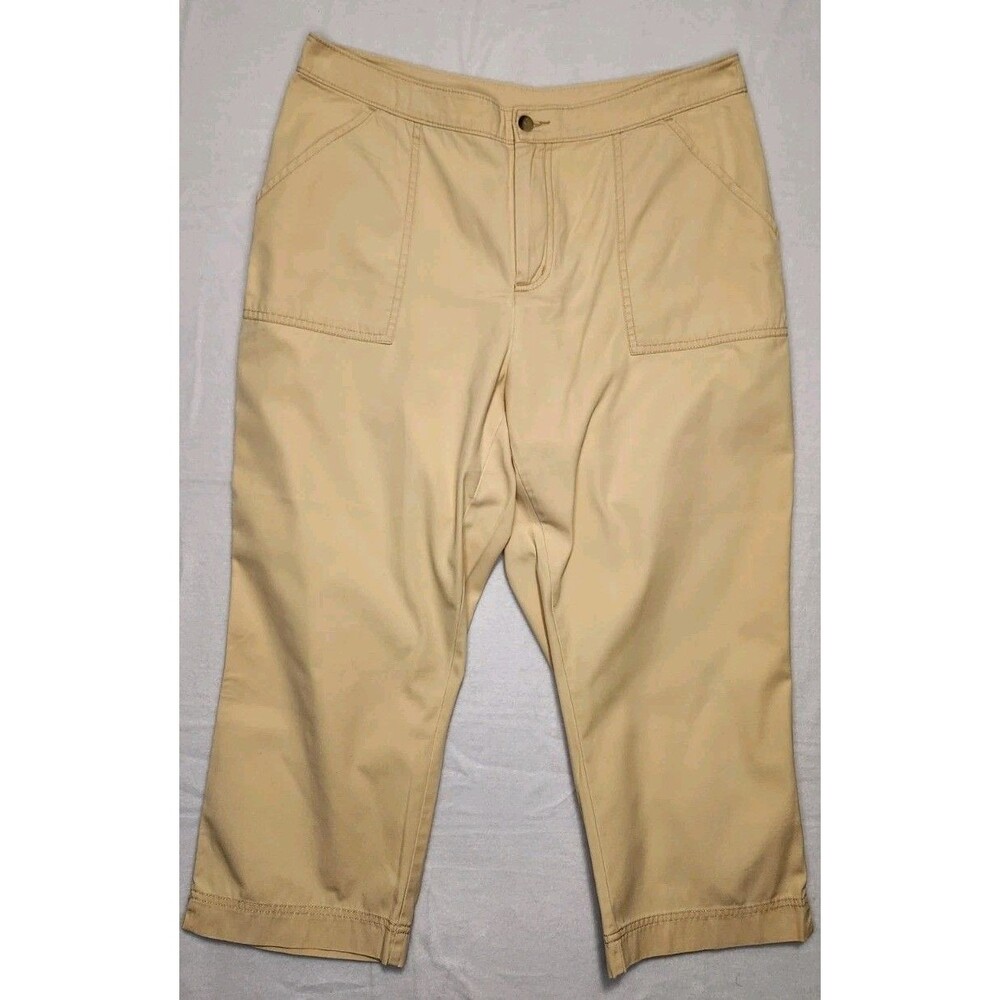 Woolrich Wicker Pants Size 14 Style 1412 Faded Yellow Gold Cropped Capri Hiking